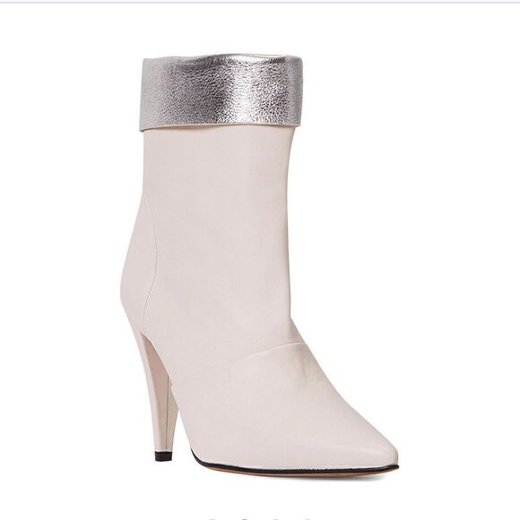 IRO Avina Withe silver fold over bootie boots NIB size 37 - Picture 1 of 6